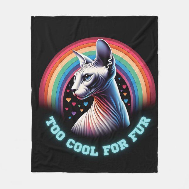Sphynx Cat zu Cool Rainbow Hearts Funny Fleecedecke (Vorderseite)