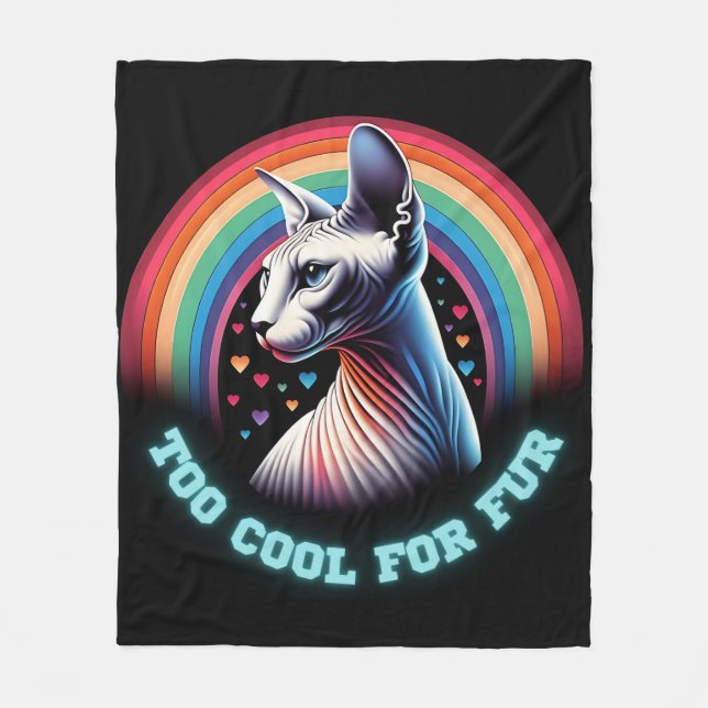 Sphynx Cat zu Cool Rainbow Hearts Funny Fleecedecke (Vorderseite)