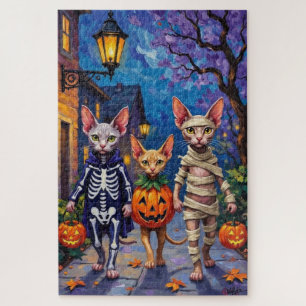 Sphynx Cats Trick-or-Treating in Halloween-Kostüm Puzzle