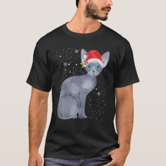 Sphynx Christmas Cat Weihnachtsmannmütze Xmas Kitt T-Shirt