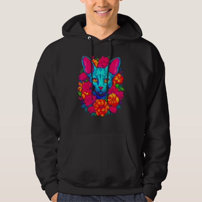 Sphynx Hairless Cat Flowers Hoodie (Vorderseite)