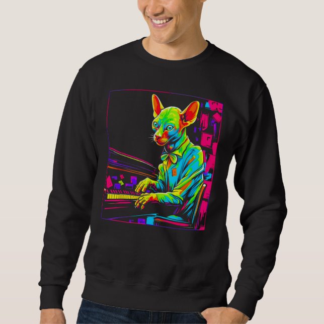 Sphynx Hairless Cat Piano Sweatshirt (Vorderseite)