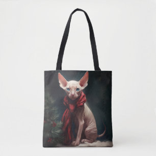 Sphynx-Hund im Schnee Weihnachten