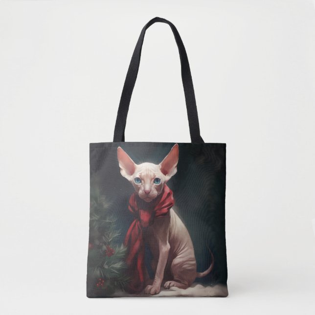 Sphynx Hund im Schnee Weihnachten (Vorderseite)