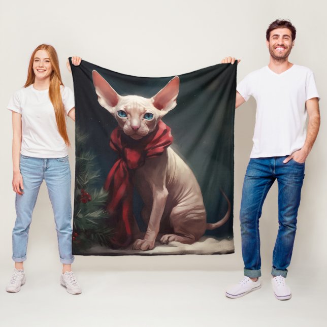 Sphynx Hund im Schnee Weihnachten Fleecedecke (Beispiel)