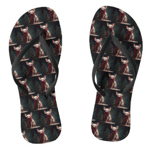 Sphynx-Hund im Schnee Weihnachten Flip Flops