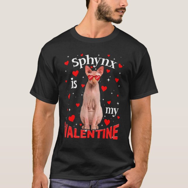Sphynx ist mein Valentine Cat Vater Katzenkatze Ma T-Shirt (Vorderseite)