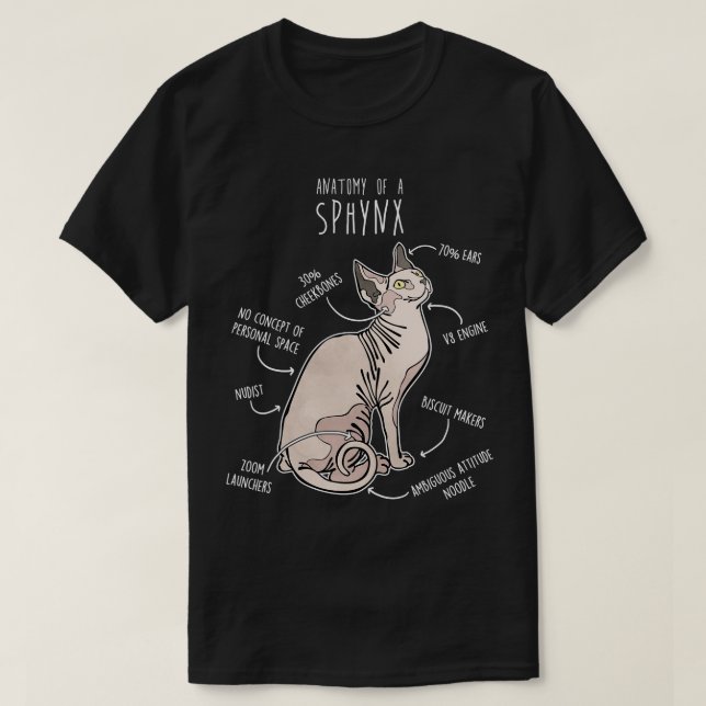 Sphynx Kat Anatomie 1 T-Shirt (Design vorne)
