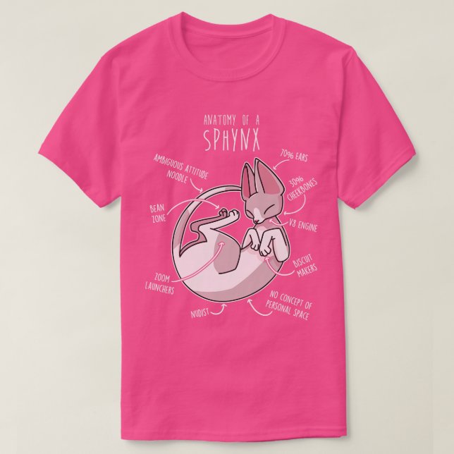 Sphynx Kat Anatomie 3 T-Shirt (Design vorne)