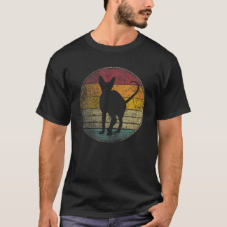 Sphynx Kat Vintag erschüttert Retro-Silhouette 70e T-Shirt