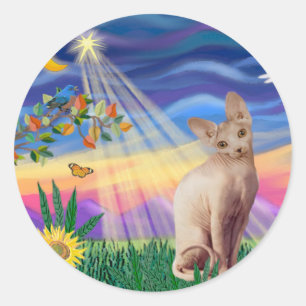 Sphynx-Katze 1 - Zwielicht Runder Aufkleber