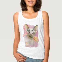 Sphynx Katze bei Blume. T-Shirt