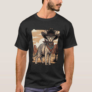 Sphynx-Katze Cowboy-Katze Dad Haarlose Katze Haust T-Shirt