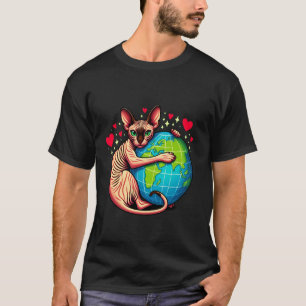 Sphynx-Katze Earth Day Umarmung Liebe Besitzer Pla T-Shirt
