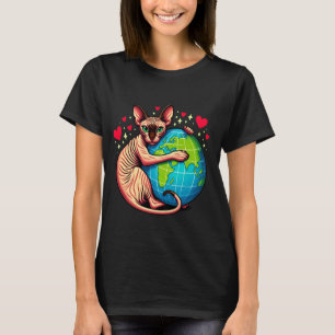 Sphynx-Katze Earth Day Umarmung Liebe Besitzer Pla T-Shirt