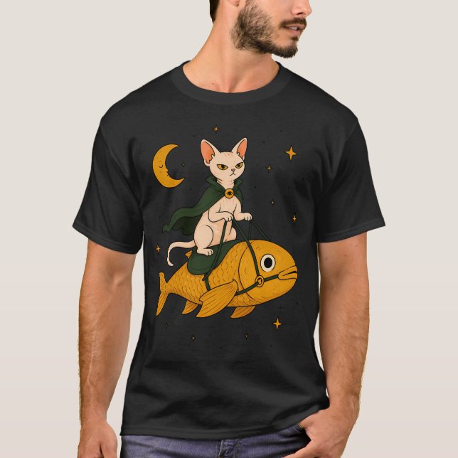 Sphynx-Katze-Fischreiter T-Shirt (Vorderseite)