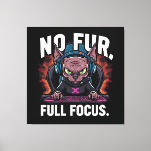 Sphynx-Katze Gamer Full-Fokus-Kunstwerk Leinwanddruck