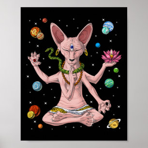 Sphynx Katze Haarlose Katze Zen Yoga Meditation Ge Poster