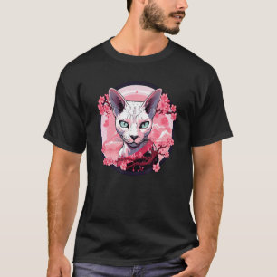 Sphynx-Katze Kirschblüten Lustige Haustier Blumen T-Shirt