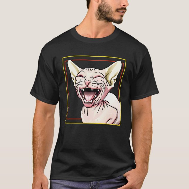 Sphynx-Katze lachend T-Shirt (Vorderseite)