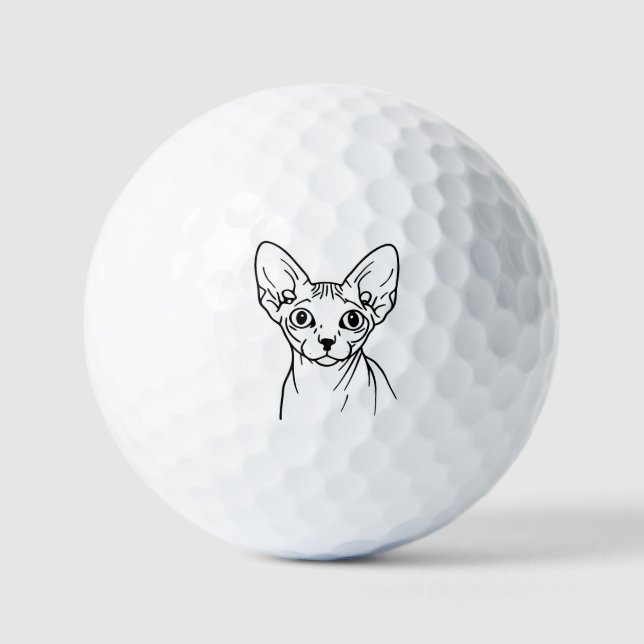 Sphynx-Katze Linienkunst – Fettes Minimaldesign Golfball (Vorderseite)