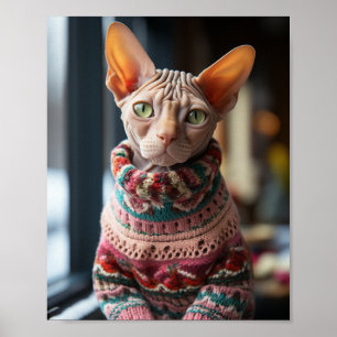 Sphynx Katze mit Pullover Poster