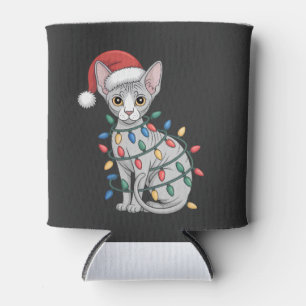 Sphynx-Katze mit Weihnachtsmannmütze und in Weihna Dosenkühler