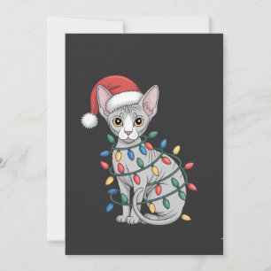 Sphynx-Katze mit Weihnachtsmannmütze und in Weihna Einladung