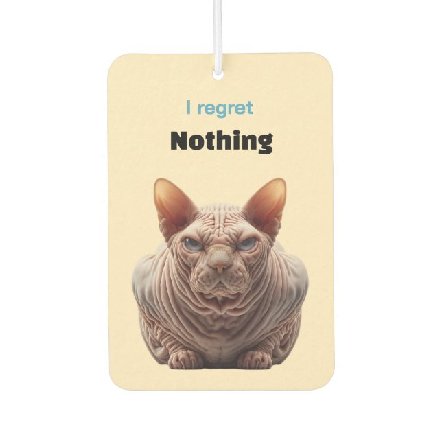 Sphynx-Katze ohne Reue Autolufterfrischer (Vorderseite)