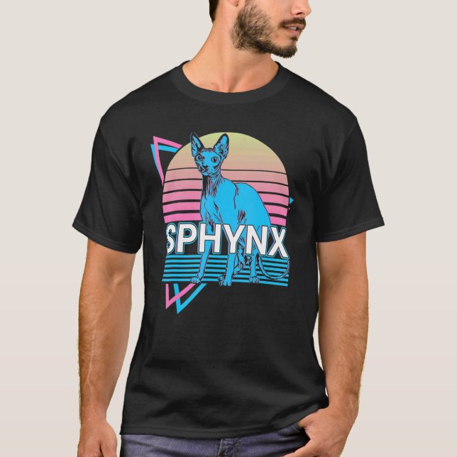 Sphynx-Katze Retro T-Shirt (Vorderseite)