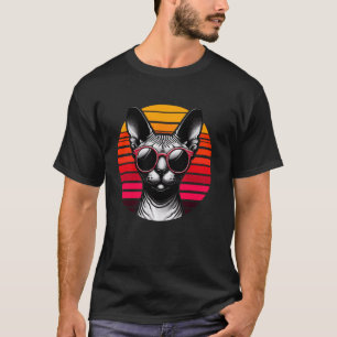 Sphynx-Katze Retro Vintage Sonnenbrille Sonnenunte T-Shirt