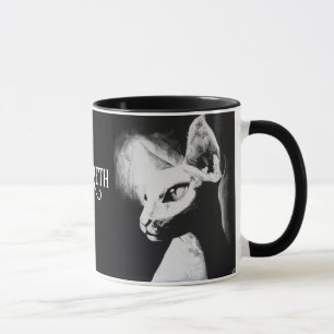 Sphynx-Katze Schwarz Weiß Katzenliebhaber-Porträt  Tasse