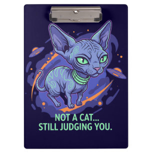 Sphynx-Katze Sci-Fi-Cartoon-Kunst beurteilen Klemmbrett
