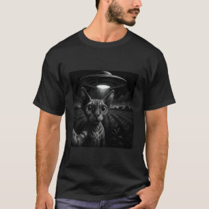 Sphynx-Katze Selfie mit UFO T-Shirt