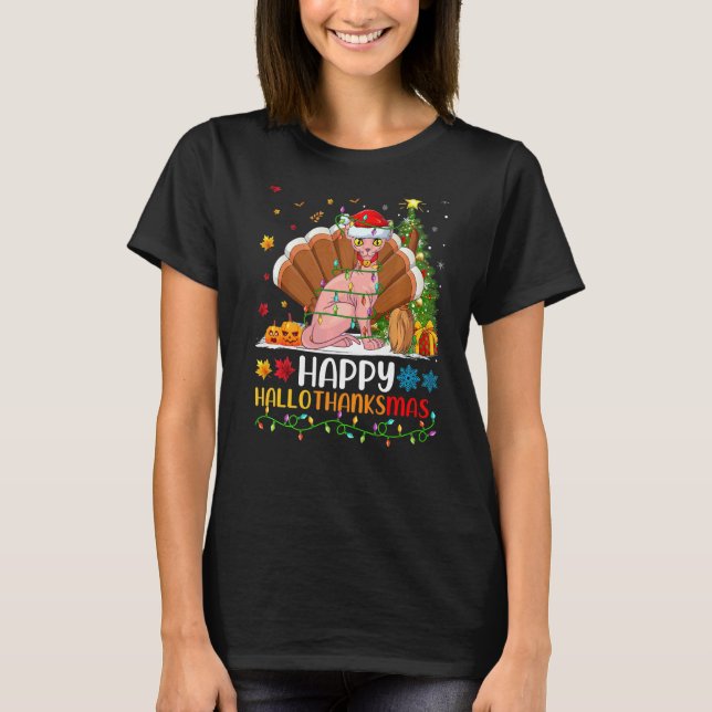 Sphynx-Katze Tier   Sphynx-Katze Hellothanksmas T-Shirt (Vorderseite)