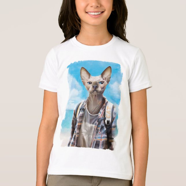 Sphynx Katze. Tourist. T-Shirt (Vorderseite)
