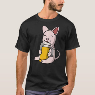 Sphynx-Katze trinkt Bier Haustier T-Shirt