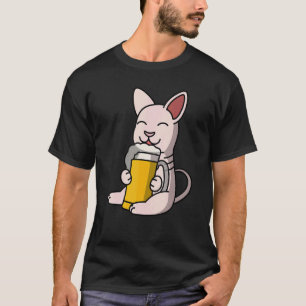 Sphynx-Katze trinkt Bier Haustier T-Shirt
