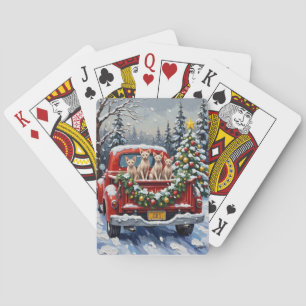 Sphynx-Katze Weihnachten Roter LKW Feiertag Spielkarten