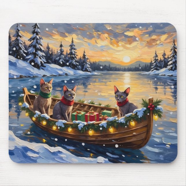 Sphynx-Katze Weihnachtsboot Urlaub Mousepad (Vorne)
