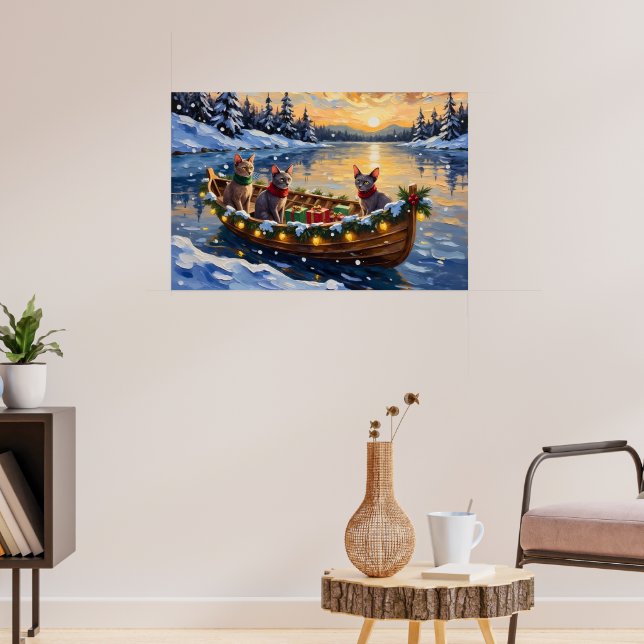 Sphynx-Katze Weihnachtsboot Urlaub Poster (Wohnzimmer 3)