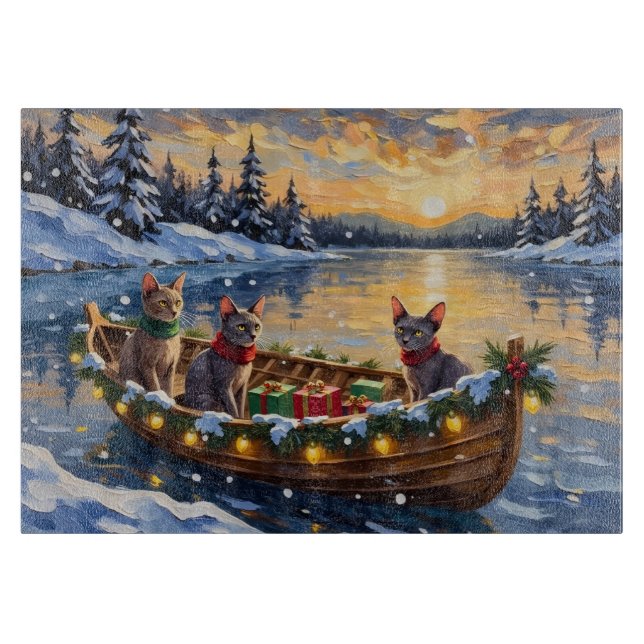 Sphynx-Katze Weihnachtsboot Urlaub Schneidebrett (Vorderseite)