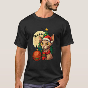 Sphynx-Katze Weihnachtslichter Lustiger Santa Feie T-Shirt