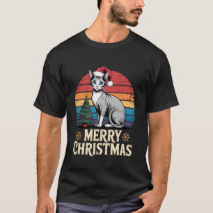 Sphynx-Katze Weihnachtslichter Lustiger Santa Feie T-Shirt