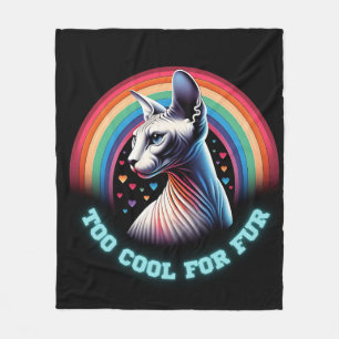 Sphynx-Katze zu cool Regenbogen-Herzen Lustig Fleecedecke