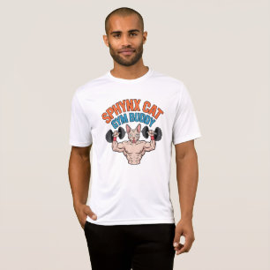 Sphynx-Katzen-Gym-Buddy Muskelige Cartoon-Kunst T-Shirt