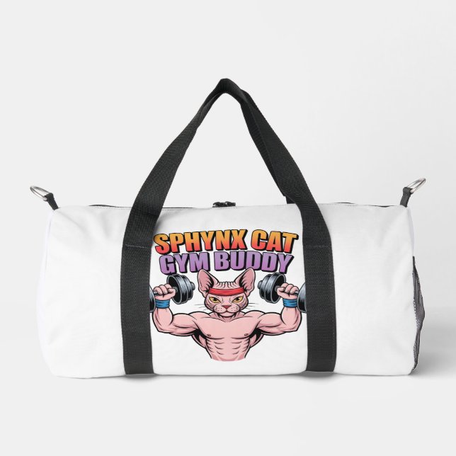 Sphynx-Katzen-Turnkamerad Muskulöser Cartoon Duffle Bag (Vorderseite)
