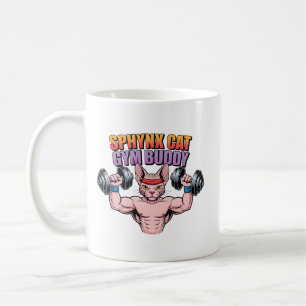 Sphynx-Katzen-Turnkamerad Muskulöser Cartoon Kaffeetasse