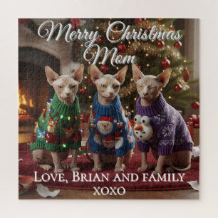 Sphynx Katzen Weihnachten Lustig Personalisiertes Puzzle