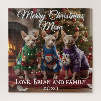 Sphynx Katzen Weihnachten Lustiges Foto Puzzle